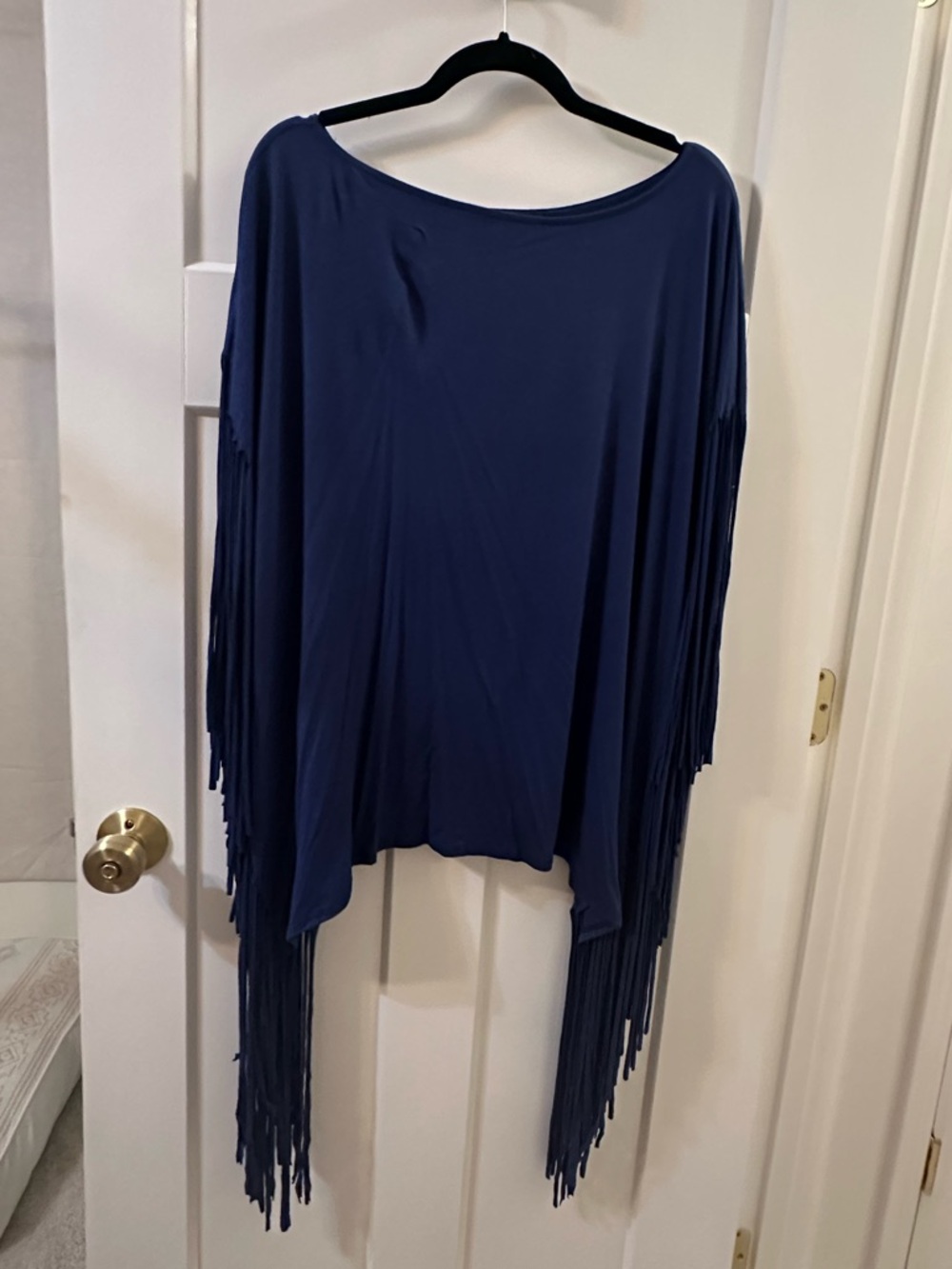 Three Bird Nest Royal Blue casual fringe Top oversized soft material - Picture 2 of 3